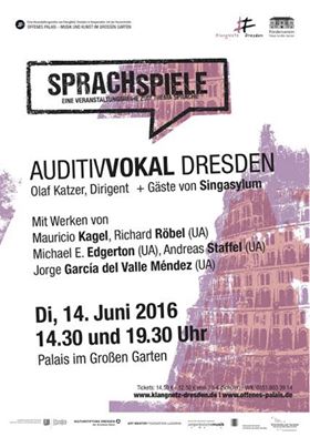 Konzertanlündigung: Auditivvokal Dresden am 14.06.2016